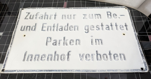 Altes blechschild kfz zufahrt - altes,