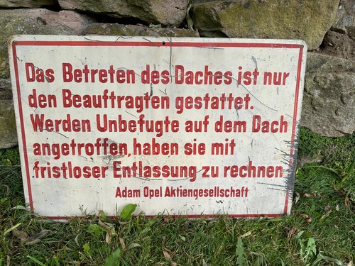 Altes opel blechschild - altes,